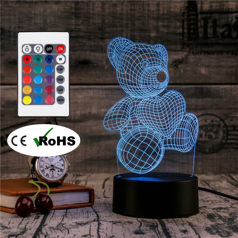 LED-RGB Multi-Colour Love Bear Table Lamp SKU# LIG0100
